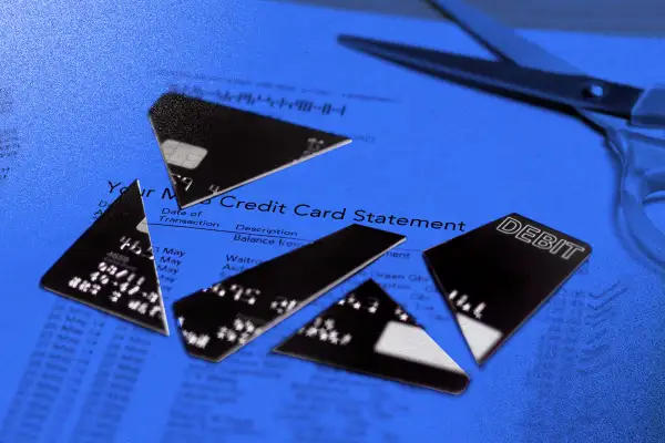 Photo of a cut up credit card