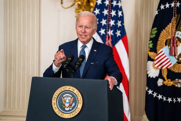 President Joe Biden speaking at a press conference