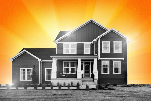 Photo Illustration of a house with sun rays emitting from it