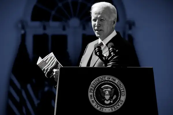 Joe Biden giving a speech at in-front of the White House