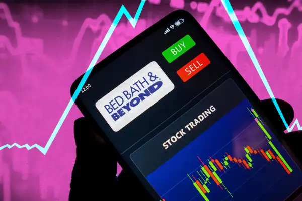 Photo illustration of a meme stock in a stock trading app