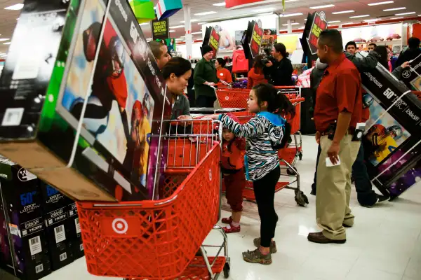 Shoppers make line at a Target store in Black Friday holiday shopping