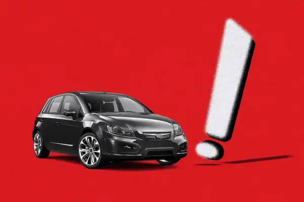 Illustration of a car and a giant exclamation sign- signifying surprising high prices