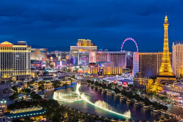 Aerial view of the Las Vegas strip in Nevada