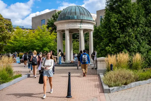 Kogan Plaza at the center of George Washington University campus.