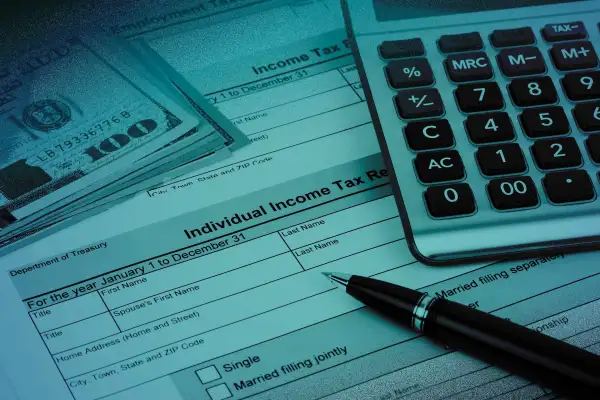 Tax documents and calculator