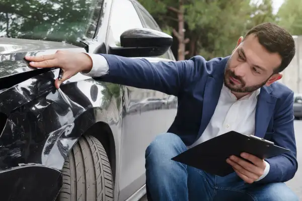 Inspecting Car Damage After A Crash