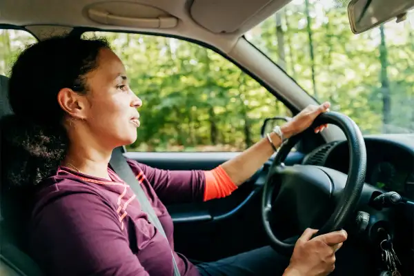 Woman driving a car