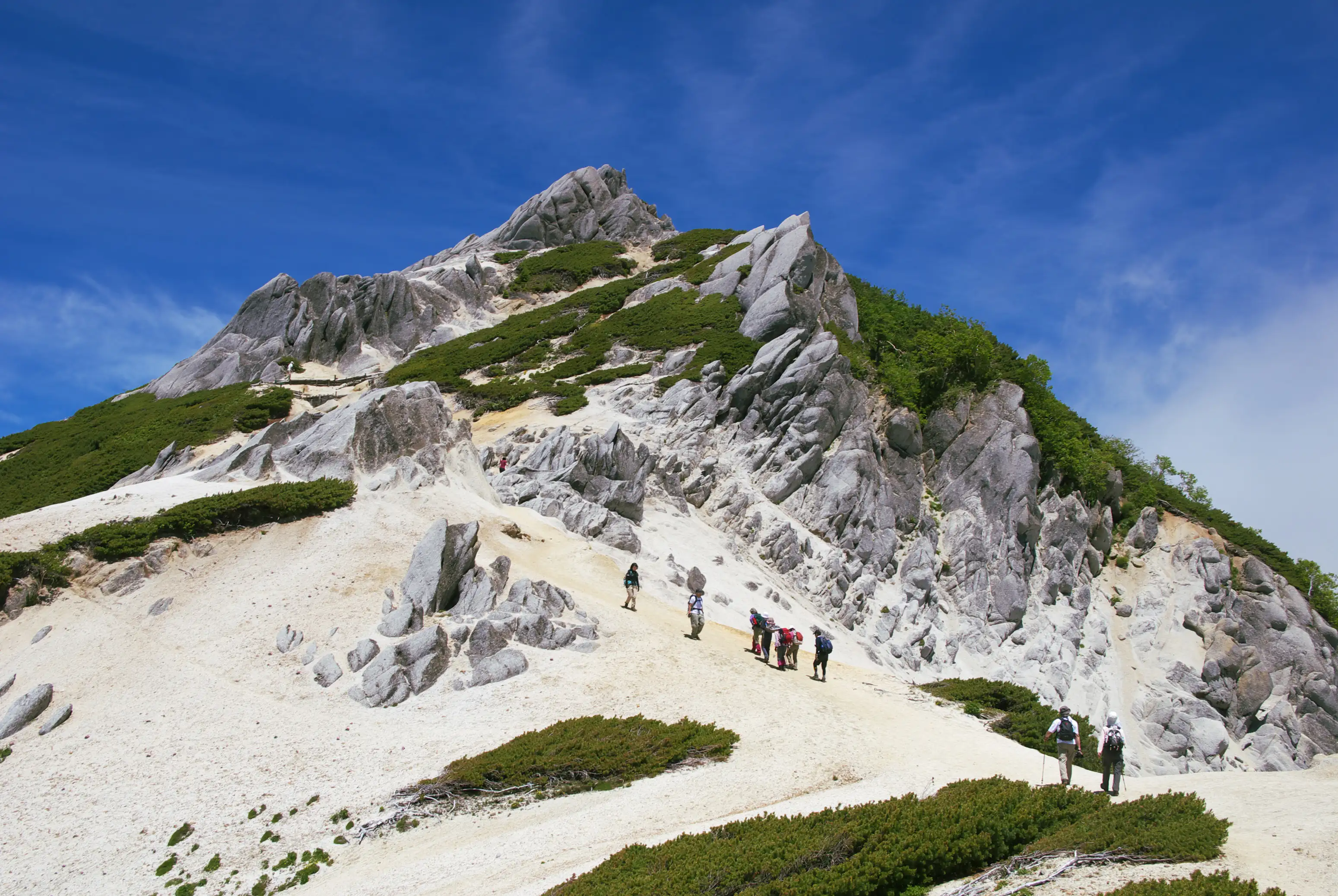 People hiking at Mount Tsubakuro in Nagano Japan