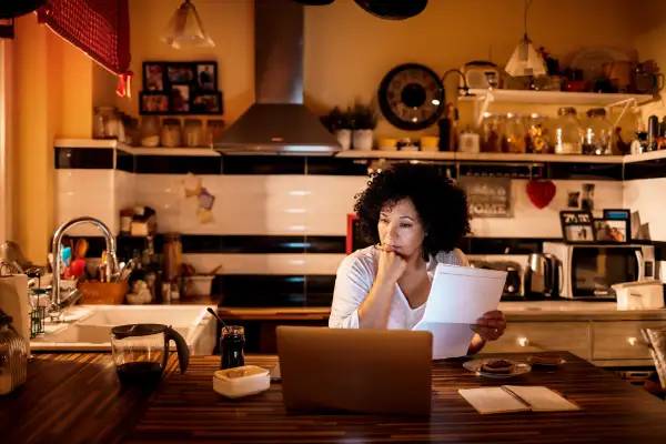 Mature woman using her laptop