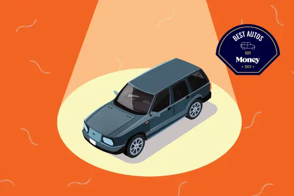 Illustration of an SUV in the spotlight