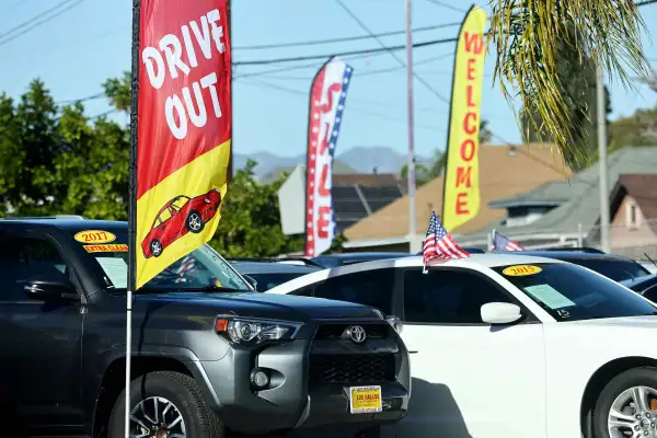 Vehicles in a used car lot