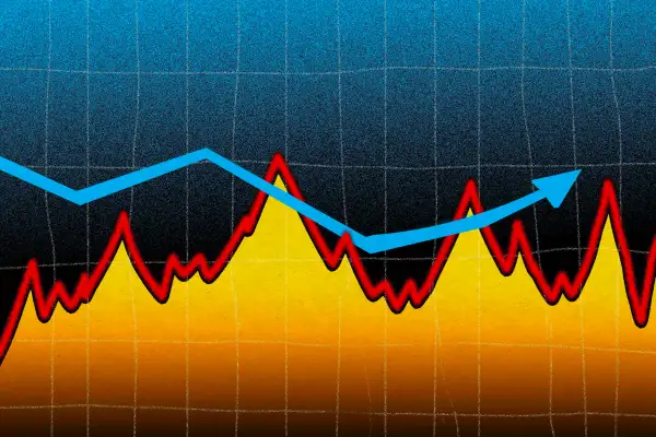 illustration of financial graphs playion on hot/cool motifs