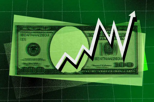 Illustration of cash increasing in the stock market