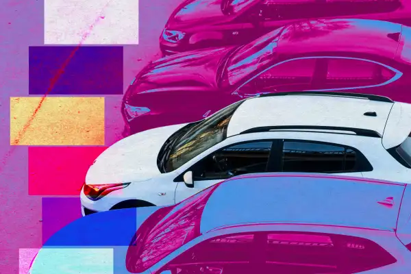 Photo illustration of many cars and many color swatches