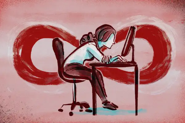 Illustration of a person working forever