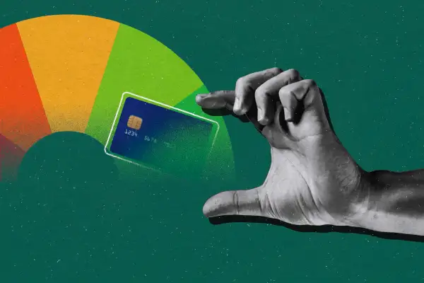 photo collage illustration of hand not needing a credit card for a good credit score