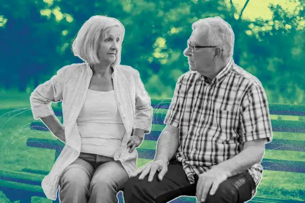 Two senior adults talk about retirement