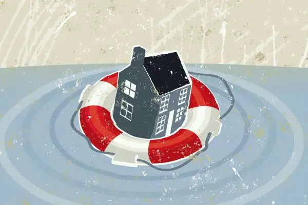 Illustration of a house in a lifesaver