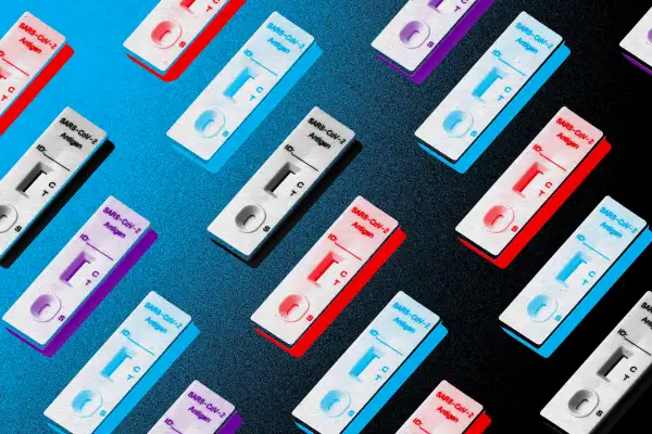 illustration of many covid home tests