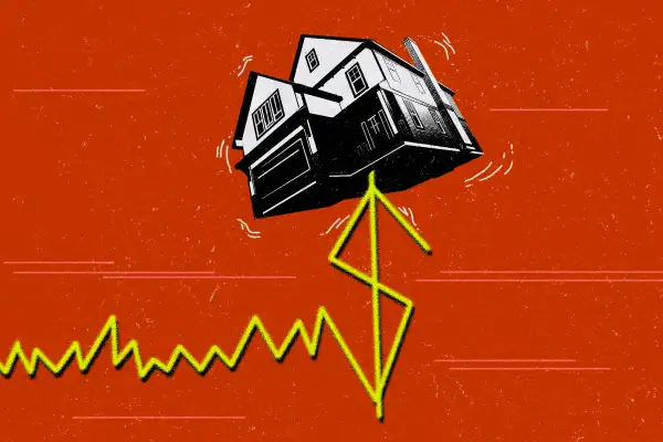 Illustration depicting spiking house prices