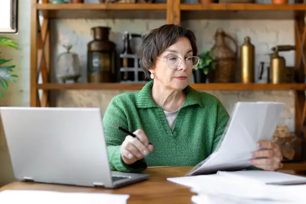 Woman going over her taxes