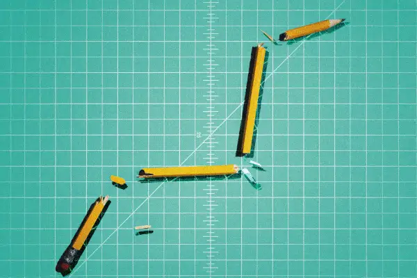 A photo-illustration of a broken pencil creating a graph.