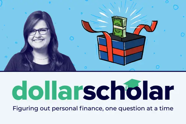 Dollar Scholar banner featuring a gift of a mini inheritance