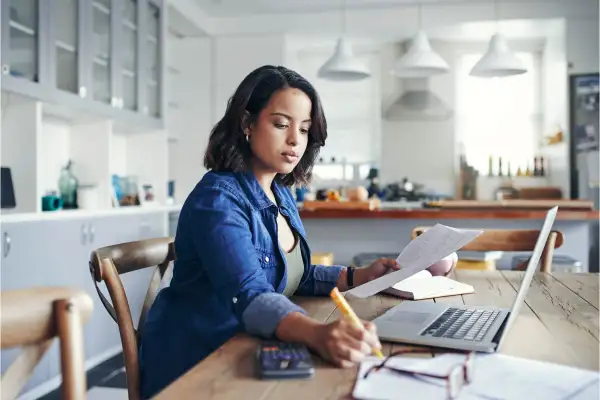 Woman going over her bills