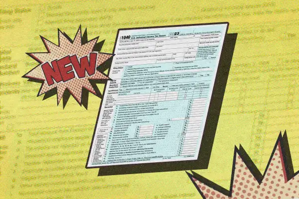 Illustration depicting the new tax form for 2023 filing
