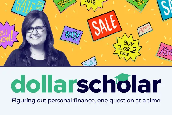 Dollar Scholar banner featuring various retailer tricks to get you to spend money