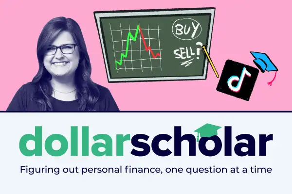 Dollar Scholar banner featuring TikTok giving out questionable financial advice