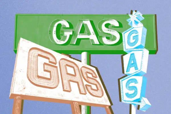 Overlapping retro gas signs