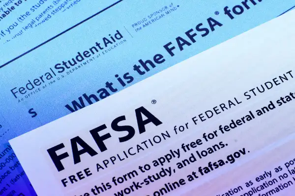 Close-up of a FAFSA application form