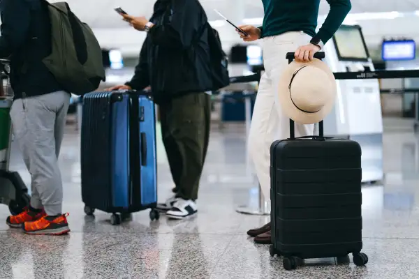 People waiting in line at the airport