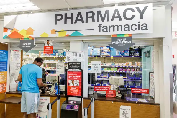 Person at a local pharmacy getting some medicine