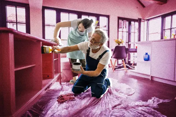 Older couple working on home improvements