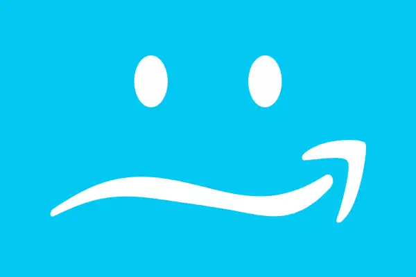 A questioning face resembling the Amazon logo