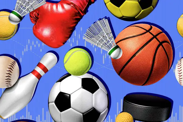 Sports equipment with a stock graph in the background