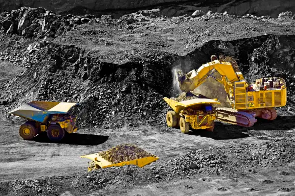 Heavy machinery in a gold mine