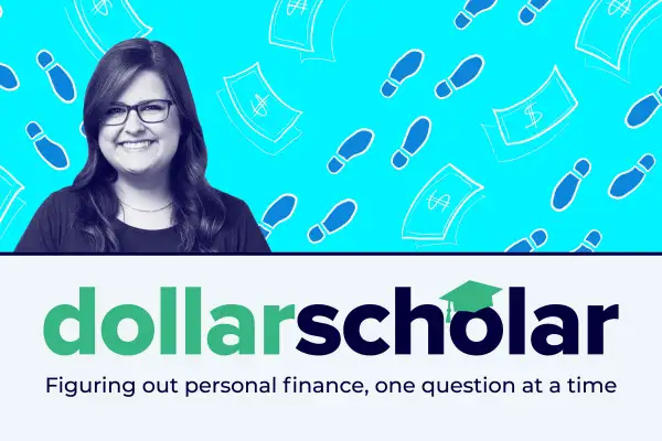 Dollar Scholar banner featuring a banking motif