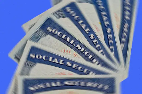 Stack of spinning social security cards