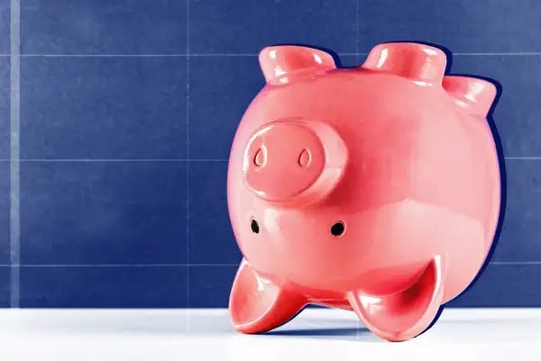 A piggy bank turned upside down