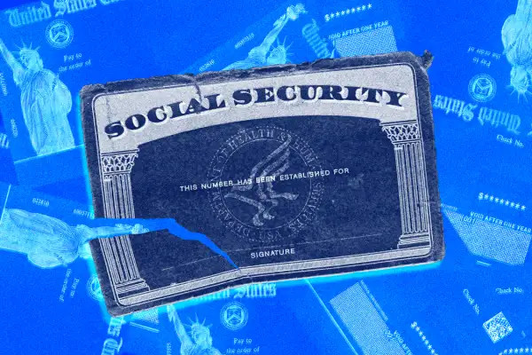 Photo collage of a torn Social Security card