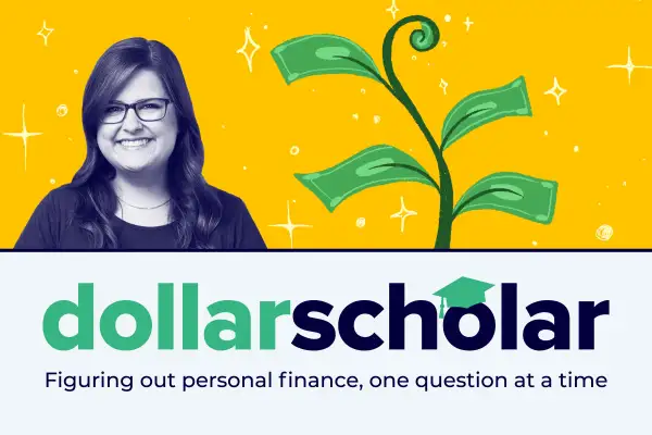 Dollar Scholar banner featuring an illustration of a growing plant signifying compounding interest