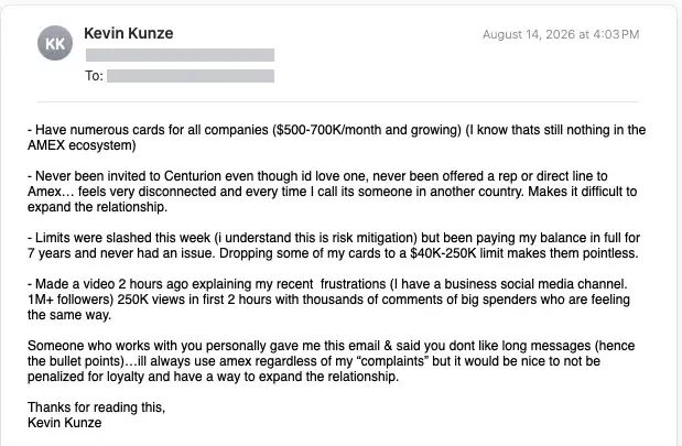 screenshot of email